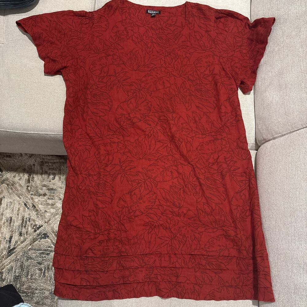 Nicole Miller Original XXL Linen Blend Dress, Boho, Peasant, Tropical, EUC